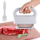 Meat Tenderizer, 48 Stainless Steel Ultra Sharp Meat Tenderizer Needle Blade Tenderizer with Basting Brush for BBQ Tenderizing Steak, Beef, Chicken