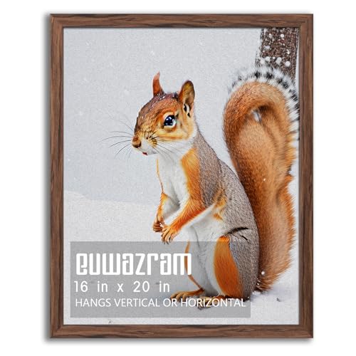euwazram Rustic Walnut 16x20 Frame - Single Frame, 16 x 20 Poster Frame for Artwork, Puzzles, Photos and Movie Posters Picture Frames