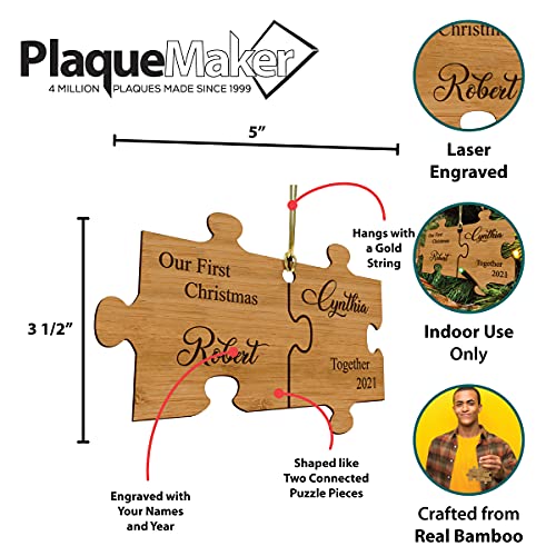 Plaquemaker Our First Christmas Together Puzzle Piece Ornaments With Your Customized Names And The Year You Were Established Great For Newlyweds And New Couples #TOP3