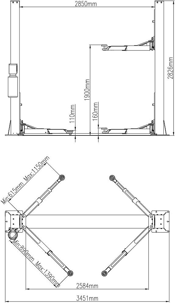 9,000 LB Two Post Lift Car Auto Truck Hoist - Auto Car Lift - Adiustable Lift Pads and Adapters FPPS-QBJSJY240CC