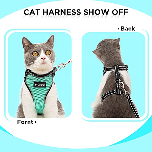 IPRAVOCI Cat Harness and Leash Set - Walking Escape Proof Cat Vest Harness for Small Medium Large Cats - Adjustable Reflective Soft Air-mesh Breathable Full Body Harness for Cat Puppy - Thumbnail 7
