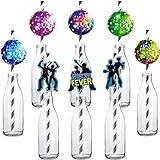 48 Sets 70's Disco Fever Party Striped Decorative Straws Colorful Glitter Disco Balls Decorations...