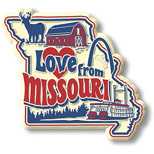 Imán vintage Love from Missouri en goma 3D 2.6" x 2.4"