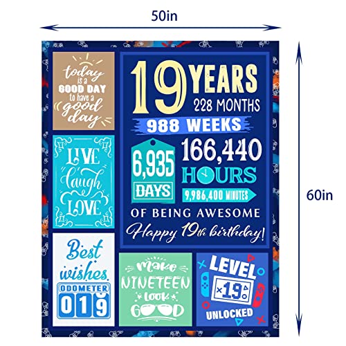 Dulnyei 19 Year Old Boy Gift Ideas Blanket - Gifts For 19 Year Old Boys - Boys Age 19 Gifts - Presents For 19 Year Old Boys - 19Th Birthday Decorations For Boys - Soft Throw Blanket 60X50In #TOP5