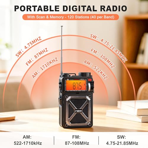 Solar Hand Crank Emergency Radio with NOAA Weather Alert, AM FM Shortwave — view 3