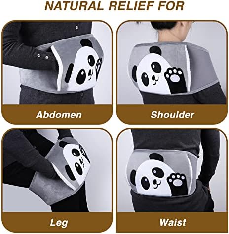 Hot Water Bottle, Warm Water Bag Rubber Hot Water Pouch with Extra Long Soft Plush Hand Waist Warmer Cover, Cute Panda Hot Water Bag for Pain Relief from Arthritis, Headaches, Hot and Cold Therapy