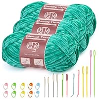 3 x 100 g (3 x 80 m) chenillegaren, fluwelen garen met naalden met groot oog voor breien en haken, kleding, dekens, tassen, truien, doe-het-zelf breiprojecten (wit