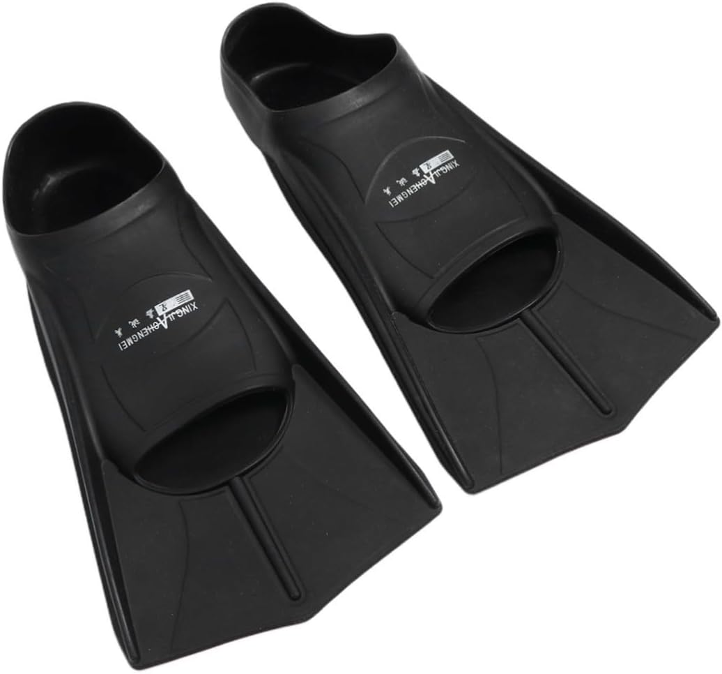 TOYANDONA Silicone Diving Training Short Flippers Open Heel Fins Black XL 45-47, 28cm Snorkeling Water Sports Equipment for Men Adults Pool