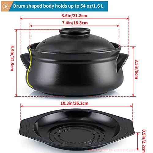 Sanbege Large Korean Ceramic Bowl With Lid And Trivet, 54 Oz Sizzling Hot Pot With Double Handles For Cooking And Serving Dolsot Bibimbap, Soup, Rice, Stew, Casserole, Noodle #TOP2