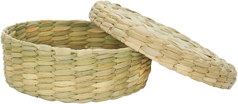 Authentic Mexican Tortilla Warmer with Lid, Handcrafted Basket made of Wicker, Mexican Basket for Pancake Taco Bread Server for Homes and Mexican Restaurants, 7.75 x 2.5 Inch Mimbre Classic Style
