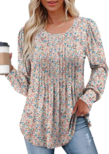 BETTE BOUTIK Long Sleeve Shirts for Women Fall Tops Dressy Blouses Crewneck Tunic Tops for Leggings S-3XL