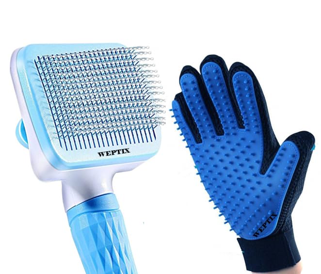 WEPTIX® Slicker Dog Comb Brush Pet Grooming Brush Daily Use to Clean Loose Fur & Dirt Great for Dogs and Cats with Medium Long Hair Dog Hair Deshedding Brush & Bath Glove for Dogs-Multi (B0CGKDNC6K) Amazon Price History, Amazon Price Tracker
