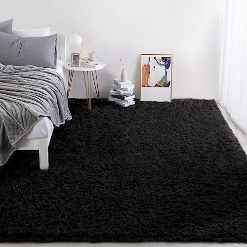 Tapete decorativo peludo 12x15 pies HOMBYS negro miniatura 2