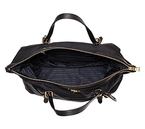 Prada Tessuto Black Nylon Leather Trim Shopping Tote Handbag 1Bg253 #TOP1
