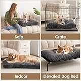 EHEYCIGA Hundebett Grosse Hunde Waschbar, 104x68cm, XL Hundekissen Flauschig für große Hunde, Kuschelig Umkehrbare Hundematte mit Kunstpelz und Kunstleinen, Dunkelgrau