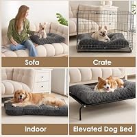 EHEYCIGA Hundebett Grosse Hunde Waschbar, 104x68cm, XL Hundekissen Flauschig für große Hunde, Kuschelig Umkehrbare Hundematte mit Kunstpelz und Kunstleinen, Dunkelgrau – Ansicht 8