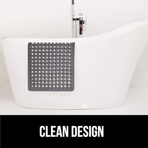 Vista 188 de Gorilla Grip - Alfombra de baño, ducha y bañera patentada, lavable a máquina, anti-bacteriana, sin BPA, látex, sin ftalatos, cuadrada, con agujeros