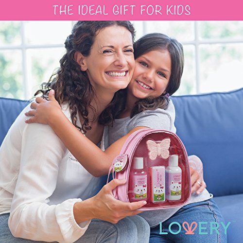 Birthday Gifts for Girls Gift Set, Kids Bubble Bath Spa Bag - 5pc Bath Set Bag with Heavenly Watermelon Fragrance Includes Bubble Bath, Body Lotion, Butterfly Soap, Nail File and Sturdy Carry Bag