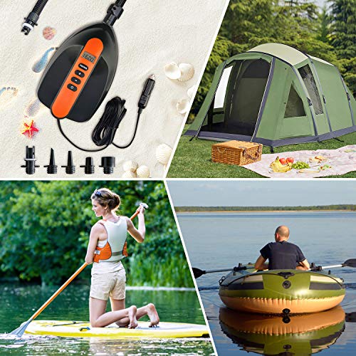 Tuomico 16PSI Hochdruck-SUP-Pumpe 12 V DC Intelligente zweistufige aufblasbare Stand-up-Board-Pumpe mit Zigarettenanzünder und Schlauch für SUP-Paddel und aufblasbares - Image 8