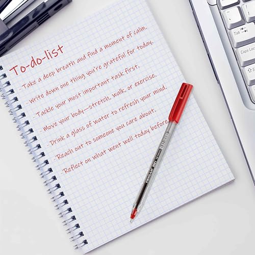 Image of PENSAN Red Ballpoint Pens,1.0 mm Medium Point, Red Pens, Ergonomic Triangle Grip, 50-Count Pack of Bulk Pens