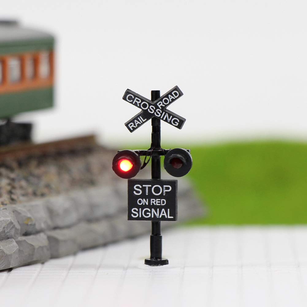 Evemodel JTD1507RP 1 set N Scale ferroviario ferroviario/binario segnale attraversamento 2 teste LED Made + circuito stampato lampeggiatore lampeggiante rosso Train Stop su rosso luci di segnalazione