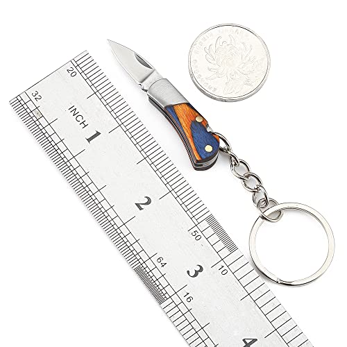 Yisida 2Pcs Small Pocket Knife, Mini Keychain Knife, Edc Stainless Steel Knife, Colorful Wood Handle Folding Knife, Blade Length 1.5 Inch, With Aluminum Gift Box #TOP5