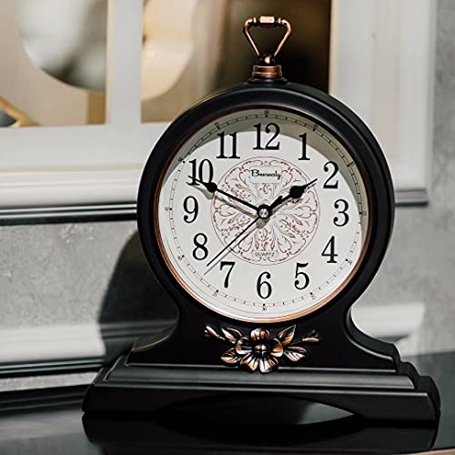 Mantel Clock-12 Inch Mantel Clock, Silent And Non-Ticking, Retro Mantel Clock For Living Room/Kitchen Decoration (Black) #TOP3