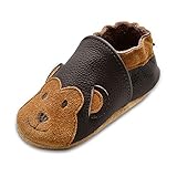 iEvolve Baby Mädchen Jungen Elefant Babyschuhe Baby Weiche Sohle Lederschuhe Baby Lauflernschuhe Krabbelschuhe(Dunkelbraun AFFE,18-24 Monate)