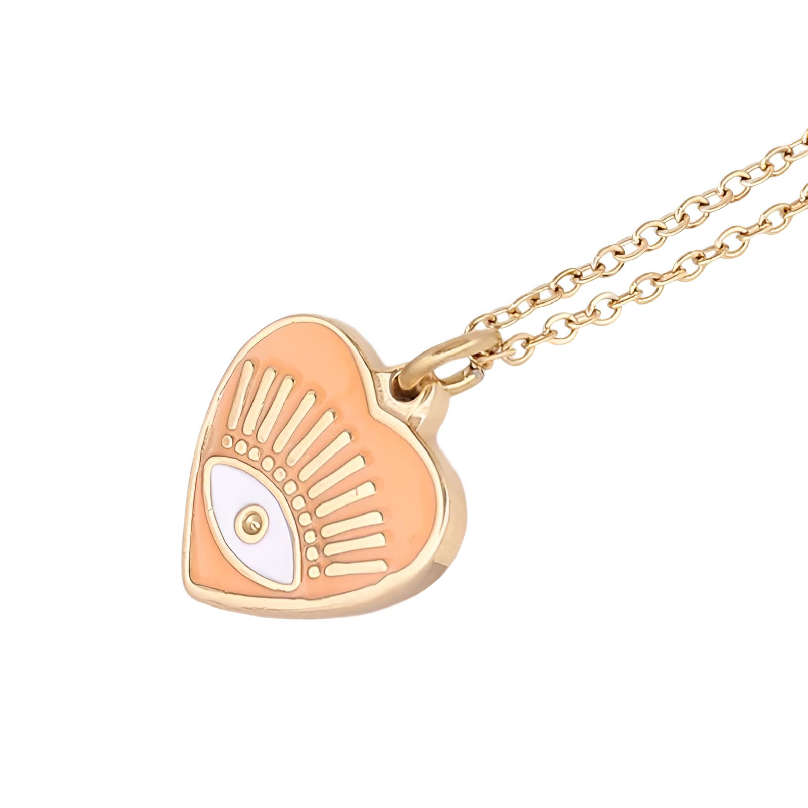 QHQQXN HHRLCH Collar contra el Mal de Ojo para Mujeres y niñas, de Plata de Ley 925, Collar Turco contra el Mal de Ojo, Collar Bohemio con Forma de corazón, Collar contra el Mal de Ojo, Collar Dorado