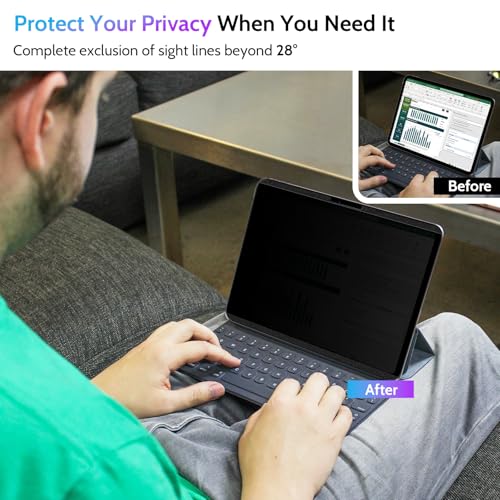 Image of Peslv Magnetic Privacy Screen Protector for iPad Pro 11 Inch 5th (2024, M4), Removable Anti Blue Light Glare Spy Private Filter, High Sensitive Bubble-Free Easy Install Black Security Screen