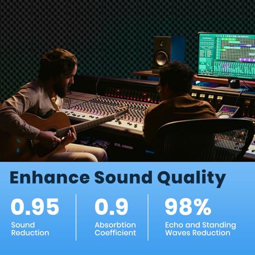 4 Pack Acoustic Foam Panels, 48\'\'X24\'\'X1\'\' Egg Crate Sound Proof Foam, High Density Noise Cancelling Soundproofing Wall Panels for Studio Office Game Room (Black) - Thumbnail 5