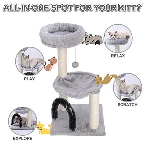 Hoopet Cat Tree,27.8 Inches Cat Tower For Indoor Cats, Multi-Level Cat Tree With Scratching Posts Plush Basket & Perch For Play Rest, Cat Activity Tree With Dangling Ball For Kittens/Small Cats #TOP3