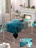 silichee Rectangle Tablecloth, Turquoise and Grey Abstract Art Painting Modern Fashion Tablecloth So