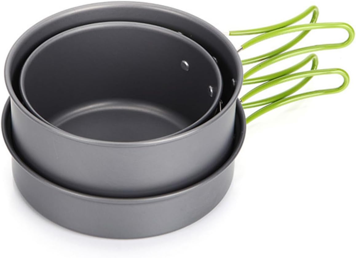 1set Portable Camping Cookware Set Lightweight for People Includes Saucepans and Frying Pans for Outdoor Cooking BBQ and Picnics Easy to Carry Multifunctional Cookware