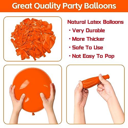 ASIYUHY Orange Balloons 102 pcs Orange Balloons Arch Kit 5/10/12/18 inch Different Size Matte Orange Latex Balloons for Halloween Birthday Party Decorations, Medium - Image 2