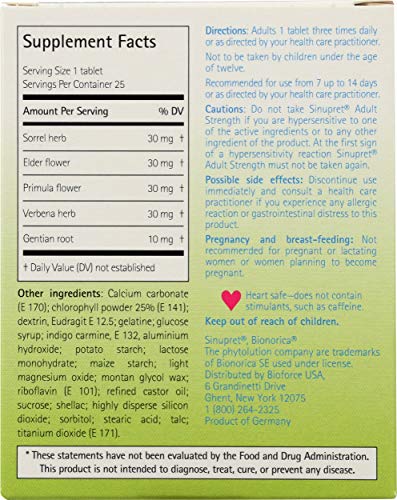 Bionorica, Sinupret Adult Strength, 25 Tablets #TOP1