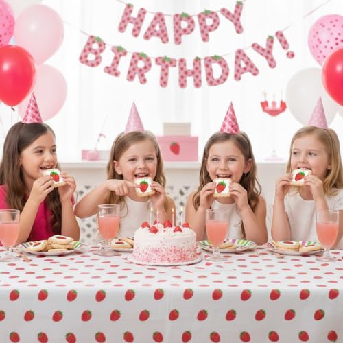 Image of Strawberry Cookies Theme Party Favors Strawberries | Individually Wrapped 24 Pack Themed Cookies | Birthday Baby Shower Spring Summer Fruit Kids Adults Treats Berries