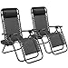 Tuoze Zero Gravity Chairs Adjustable Outdoor Folding Lounge Patio Chairs with Pillow Recliners for Poolside, Beach, Yard Set of 2 (Black)