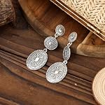 Western Country Earrings, Concho Elegant Jewelry for Women Silver Vintage Cowgirl Cowboy Drop Dangle Earrings Trendy Country Concert Outfits Jewelry for Women