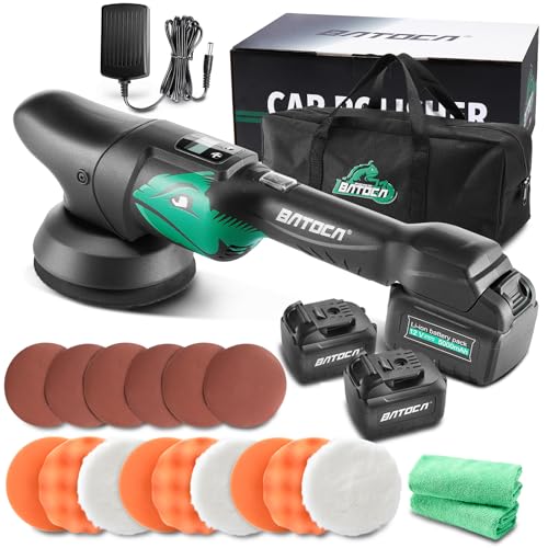 BATOCA S2 Auto Poliermaschine,Akku Polierer,LCD Geschwindigkeitsanzeige 2000-4500RPM,8mm...
