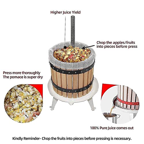 Squeeze Master Fruit Apple Cider Wine Press-3.17 Gallon/12L- Solid Wood Basket With Grape Berry Wine Classic Crusher -7 Litre/1.8Gallon #TOP3