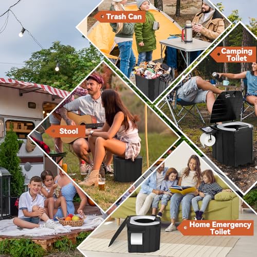 Upgraded Portable Camping Toilet with Soft Seat & Paper Holder - Ideal Travel Potty for Emergencies, Outdoor Adventures, and Road Trips (BLACK) - Image 7