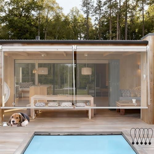Clear Waterproof Roller Blinds,PVC Roller Shades,Clear Vinyl Transparent Blind for Outdoor Porch,Heavy-Duty Roll Up Shade Windproof Roll Up Curtain Cordless,W 16-80in(36x80in)