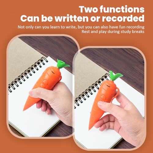 Carrot Pen, Cute 60-Second Voice Recorder for Kids, Smooth-Writing Ballpoint Pen - Fun & Creative Gifts for Kids, Students