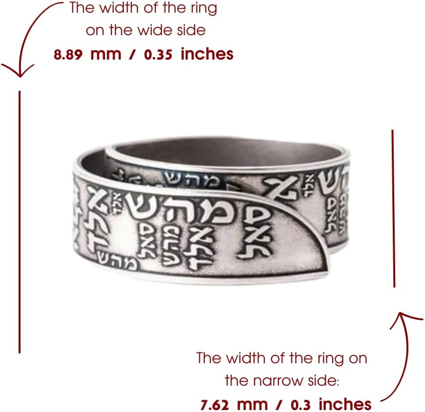 Kabbalah ring, 72 names of god Jewish ring, Unisex 925 sterling silver plated open adjustable ring, Handmade Israeli Hebrew Faith Spiritual Jewelry gift for men and women