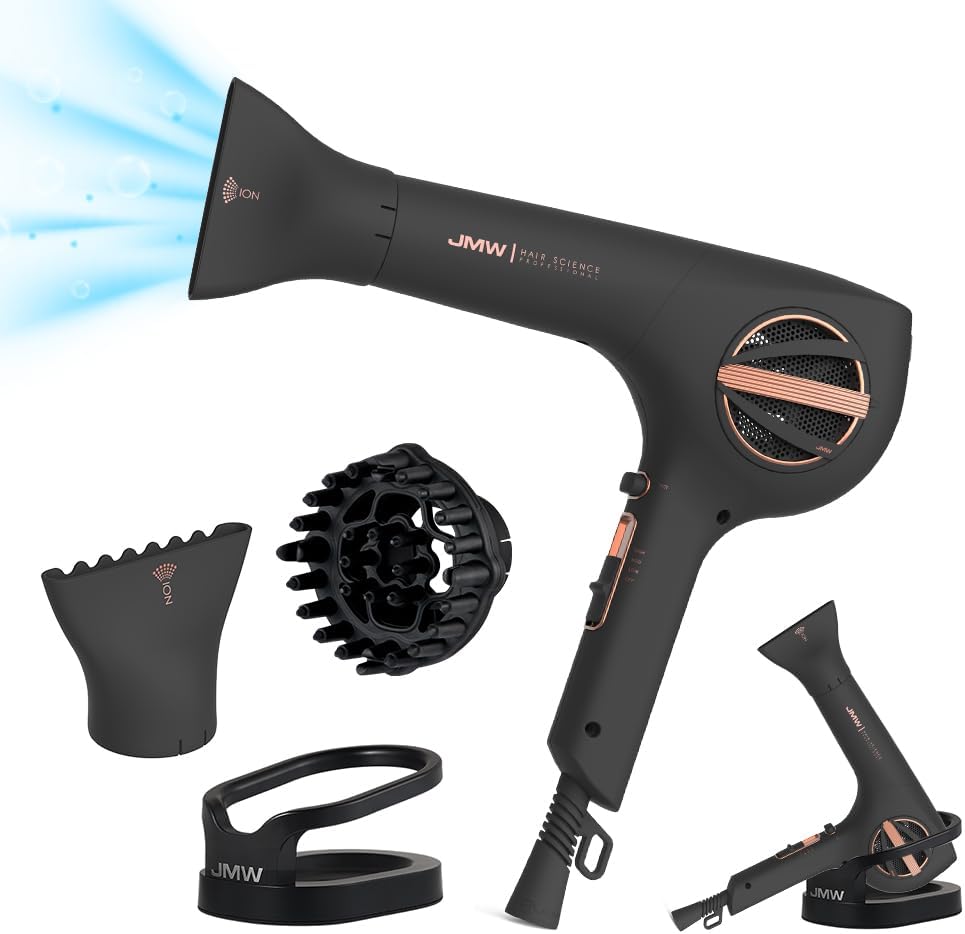 JMW Professional Salon Hair Dryer for All Hair Types_M7502A-1800W, Salon Quality, Powerful & Fast Drying BLDC Motor, Perfect Cold Wind