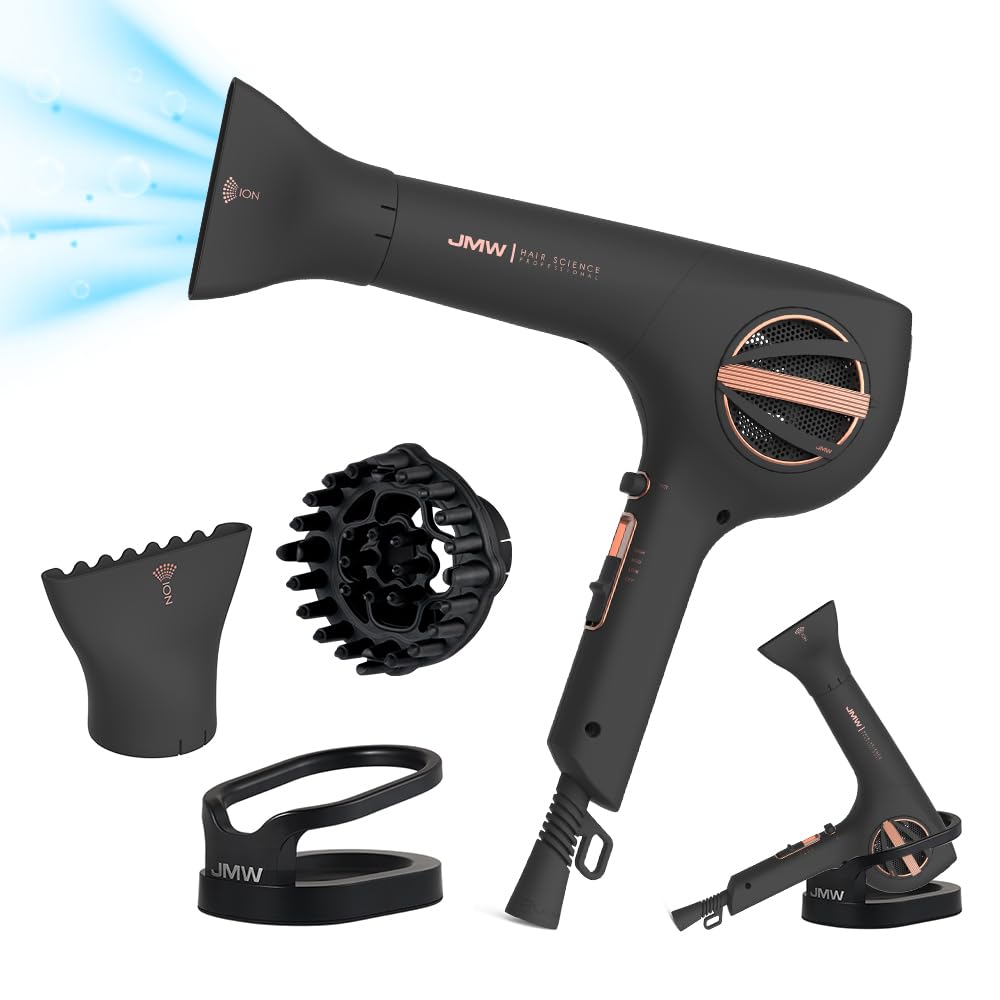 JMW Professional Salon Hair Dryer for All Hair Types M7502A-1800W Salon Quality Powerful Fast Drying BLDC Motor Perfect