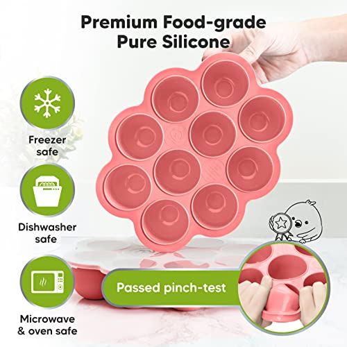 Keababies 6-Pack Glass Baby Food Containers And Silicone Baby Food Freezer Tray With Clip-On Lid - Breast Milk Trays For Freezer - 4 Oz Leak-Proof, Microwavable, Glass Baby Food Jars - Baby Food Tray #TOP6