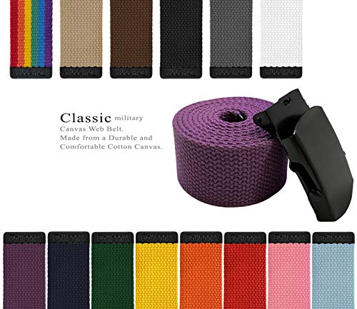 Military Belt Canvas Belt Web Belt Non Leather Belt Black Buckle/Tip One Size Fits All, 1-1/2" Wide (Black) #TOP6