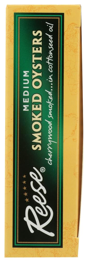 Reese Medium Smoked Oysters, 3.7-Ounce, 10-Count Cans by Reese [Foods]